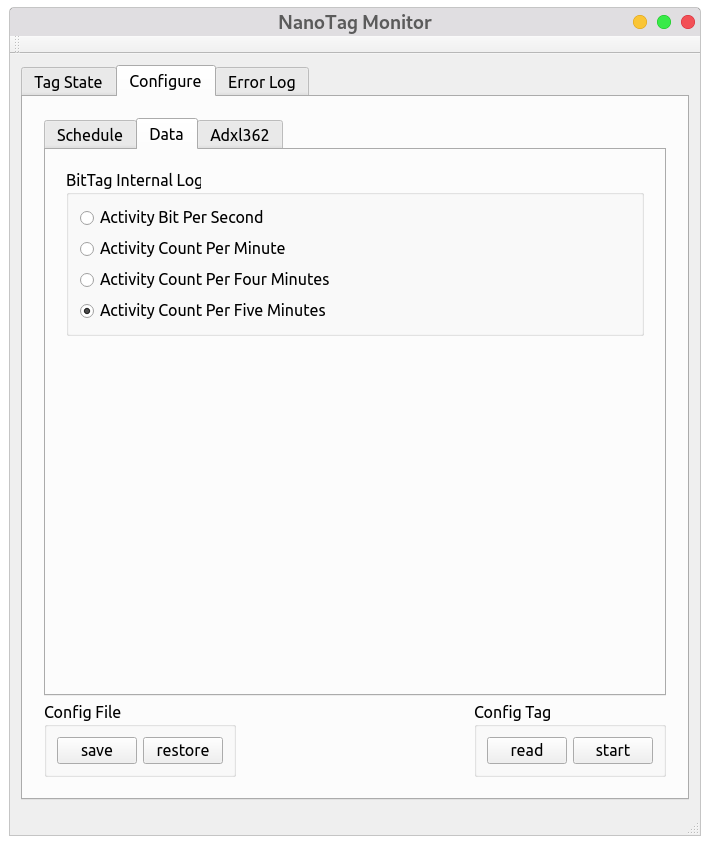 NanoTag Data Configuration